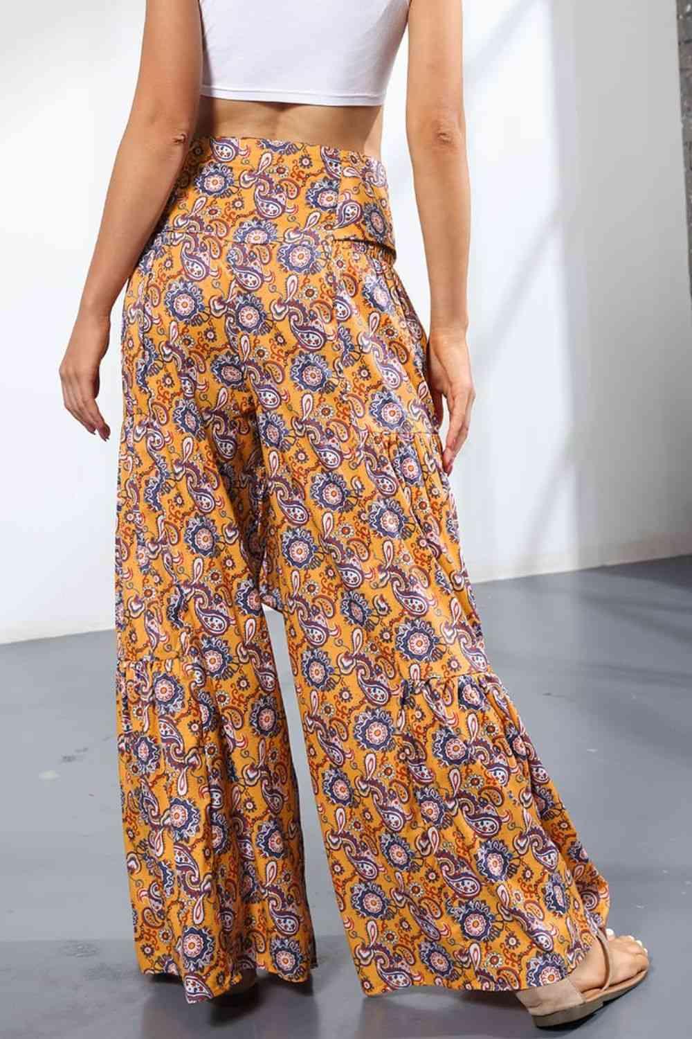 Printed High-Rise Tied Culottes - Immenzive