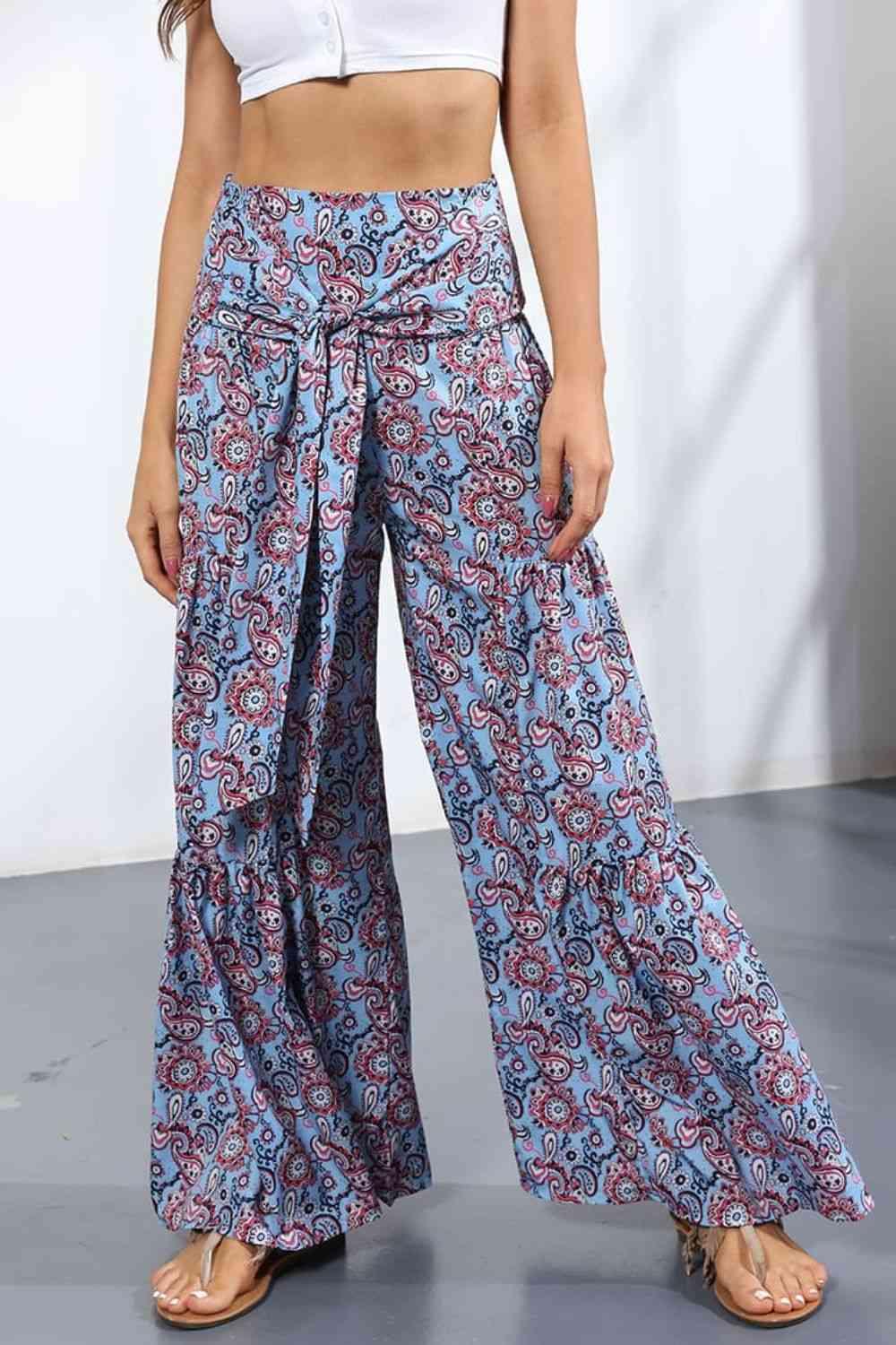 Printed High-Rise Tied Culottes - Immenzive