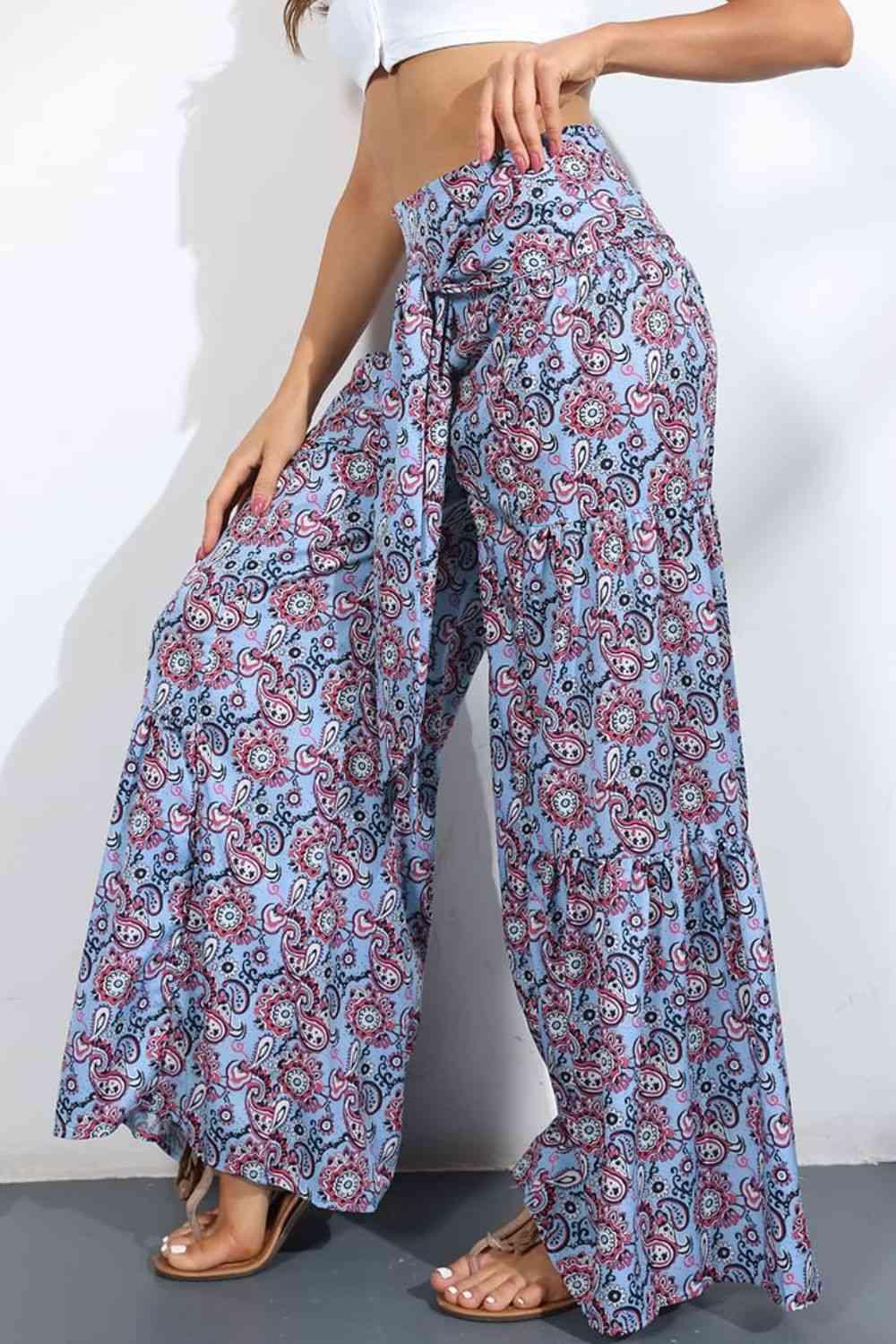 Printed High-Rise Tied Culottes - Immenzive