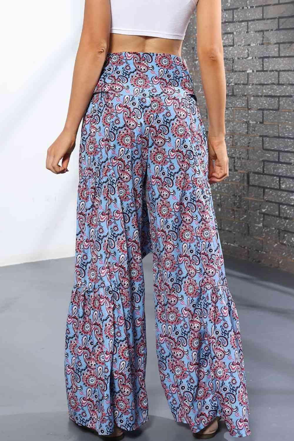 Printed High-Rise Tied Culottes - Immenzive