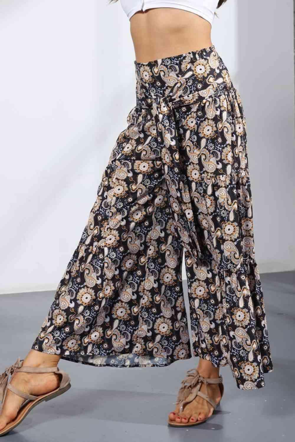 Printed Tie-Front Culottes - Immenzive