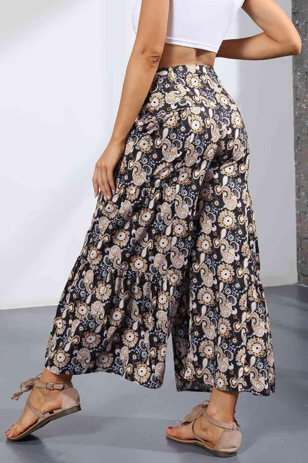 Printed Tie-Front Culottes - Immenzive