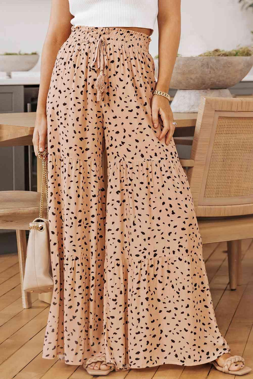 Printed Wide Tiered Pants - Immenzive