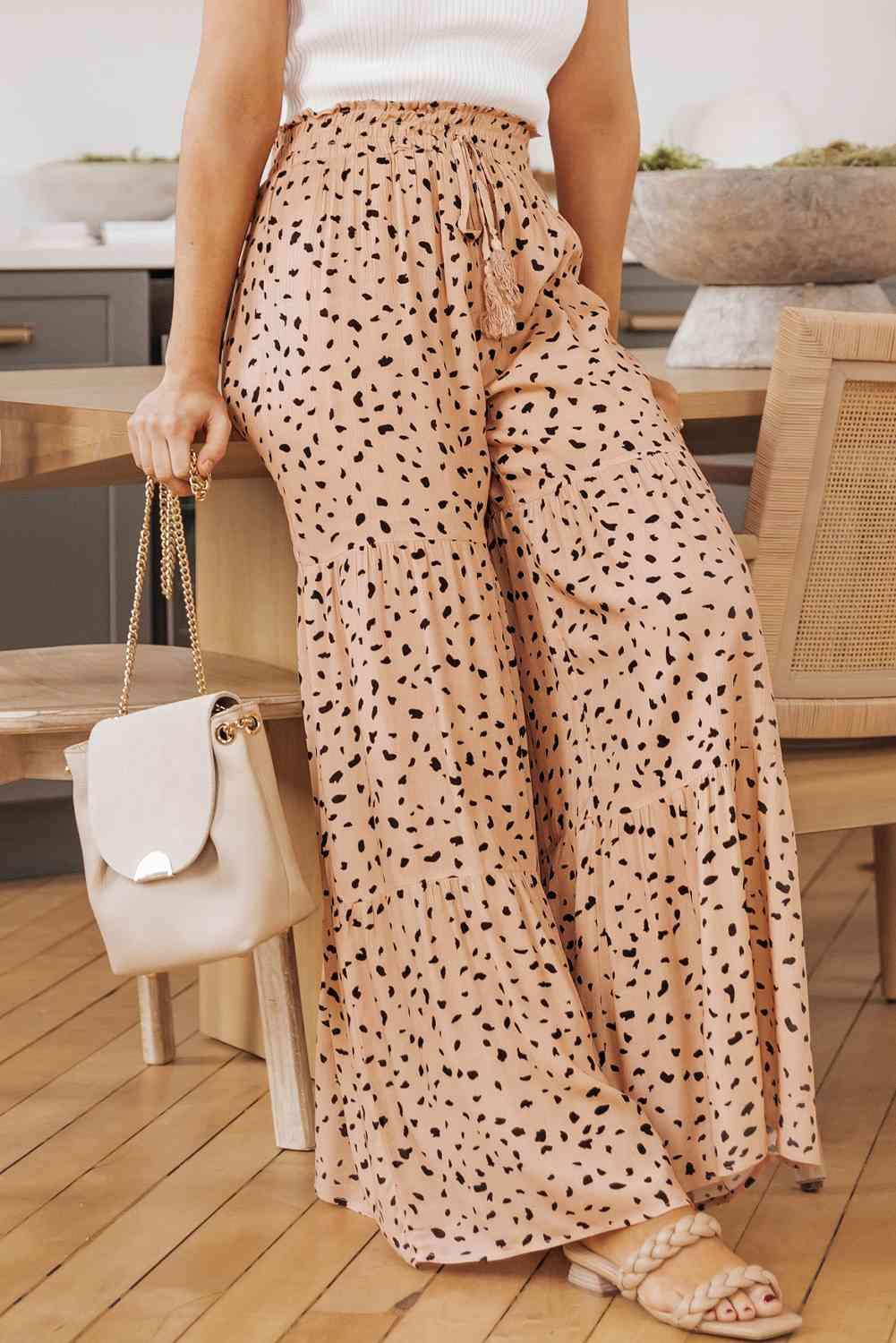 Printed Wide Tiered Pants - Immenzive