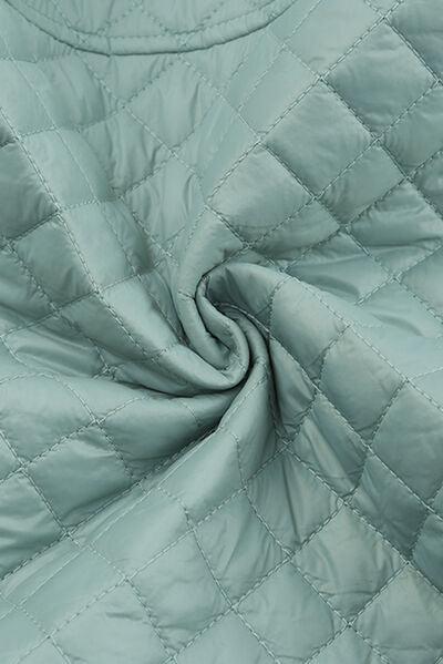 Quilted Snap and Zip Long Sleeve Cropped Jacket - Immenzive