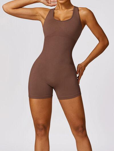 Racerback Cutout Active Romper - Immenzive