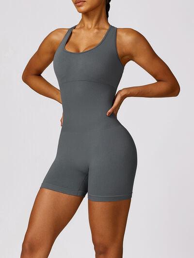 Racerback Cutout Active Romper - Immenzive