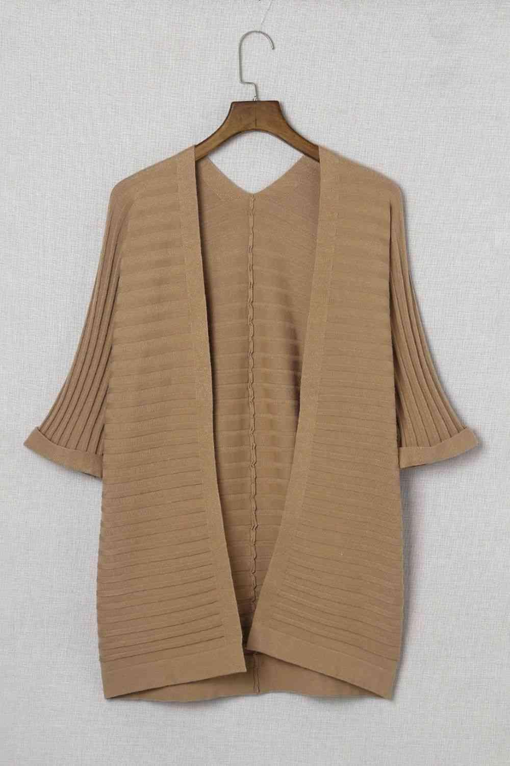Ribbed Open Front Knit Cardigan - Immenzive