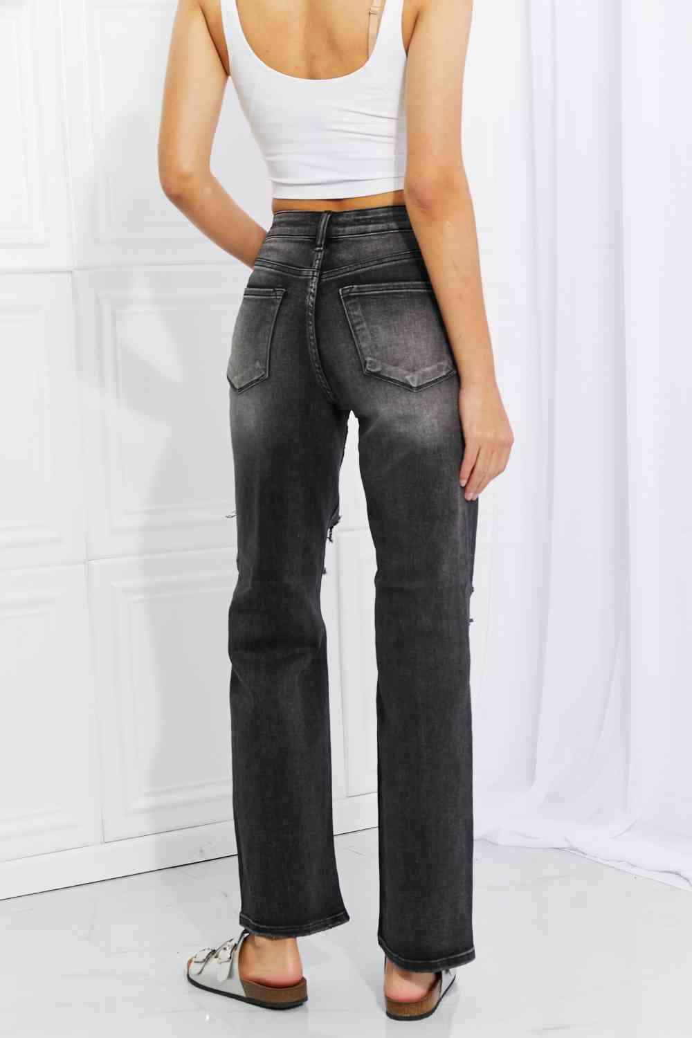 RISEN Full Size Lois Distressed Loose Fit Jeans - Immenzive