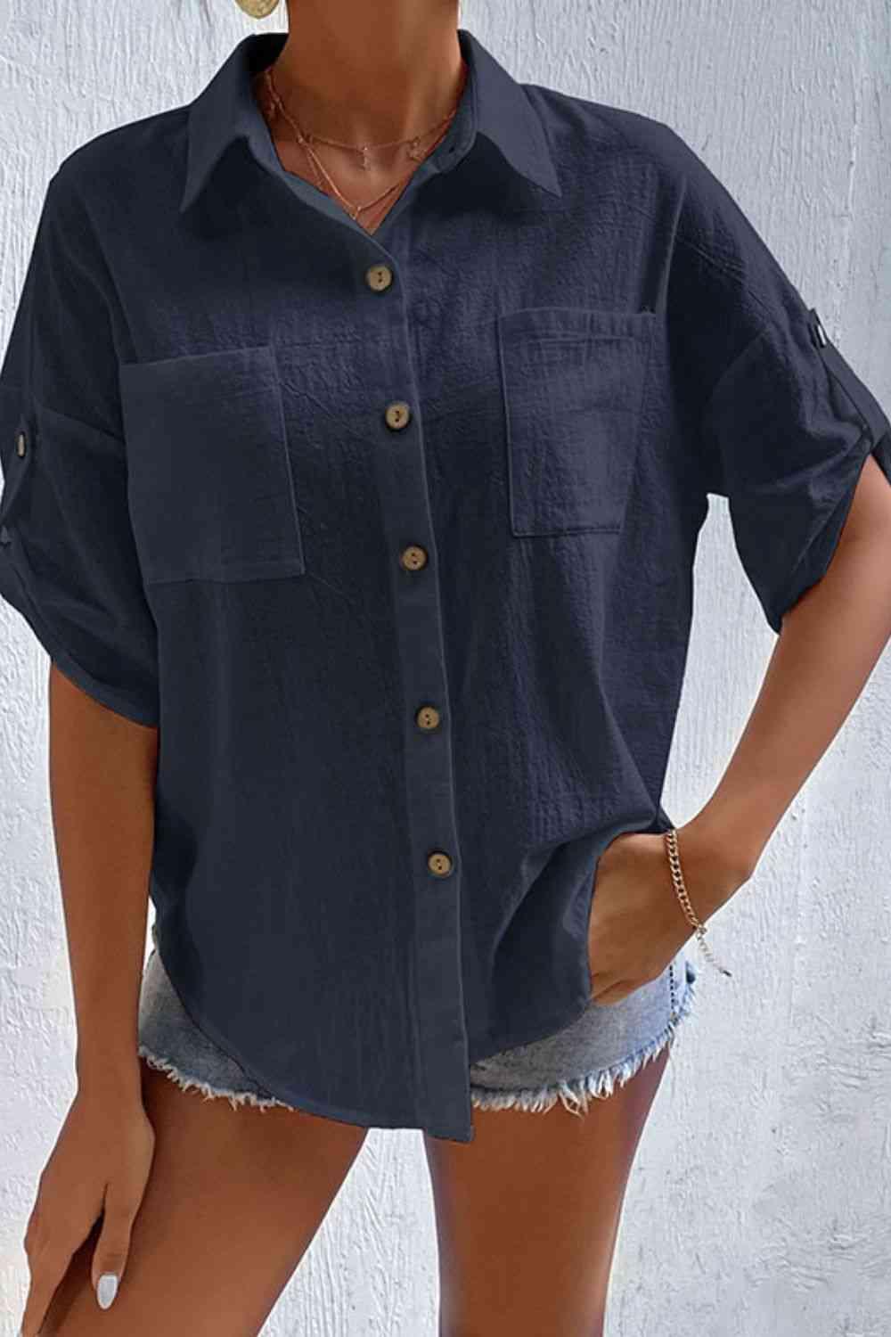 Roll-Tab Sleeve Shirt with Pockets - Immenzive
