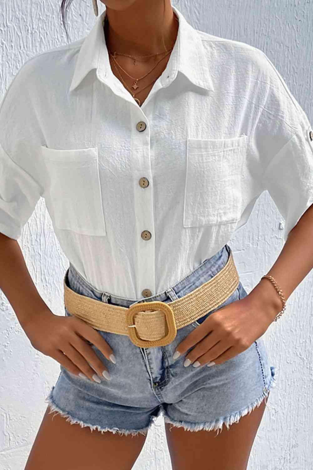Roll-Tab Sleeve Shirt with Pockets - Immenzive