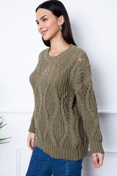 Round Neck Dropped Shoulder Sweater - Immenzive