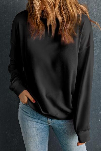 Round Neck Dropped Shoulder Sweatshirt - Immenzive