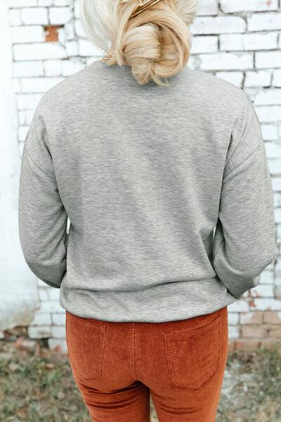 Round Neck Dropped Shoulder Sweatshirt - Immenzive