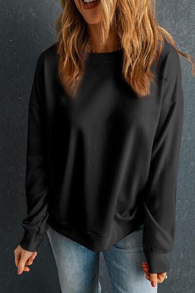 Round Neck Dropped Shoulder Sweatshirt - Immenzive