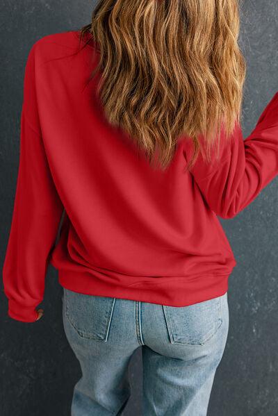 Round Neck Dropped Shoulder Sweatshirt - Immenzive