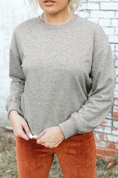 Round Neck Dropped Shoulder Sweatshirt - Immenzive