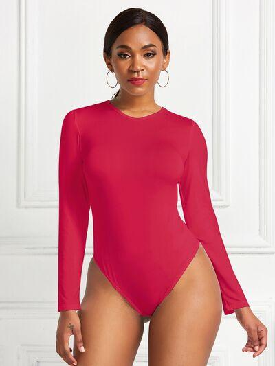 Round Neck Long Sleeve Bodysuit - Immenzive