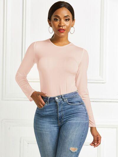 Round Neck Long Sleeve Bodysuit - Immenzive