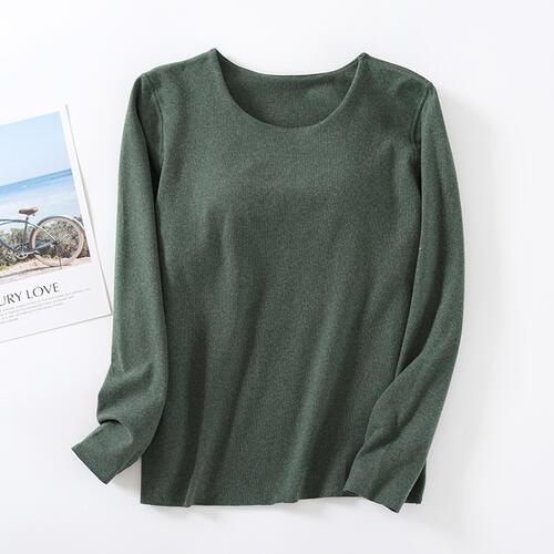 Round Neck Long Sleeve Lounge Top - Immenzive