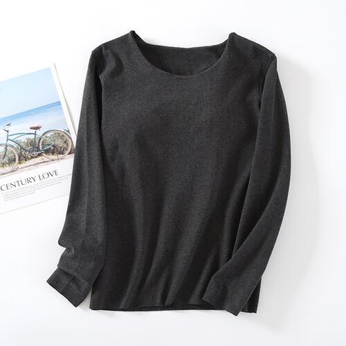Round Neck Long Sleeve Lounge Top - Immenzive