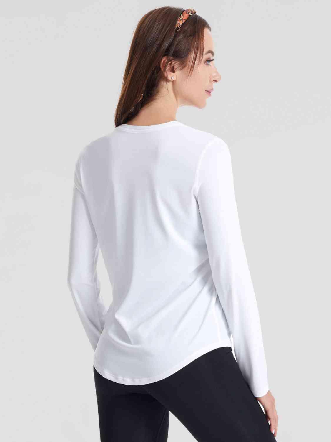 Round Neck Long Sleeve Sports Top - Immenzive