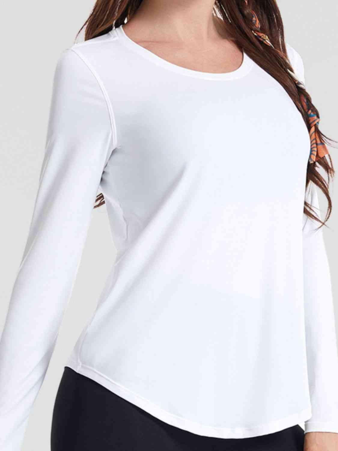 Round Neck Long Sleeve Sports Top - Immenzive