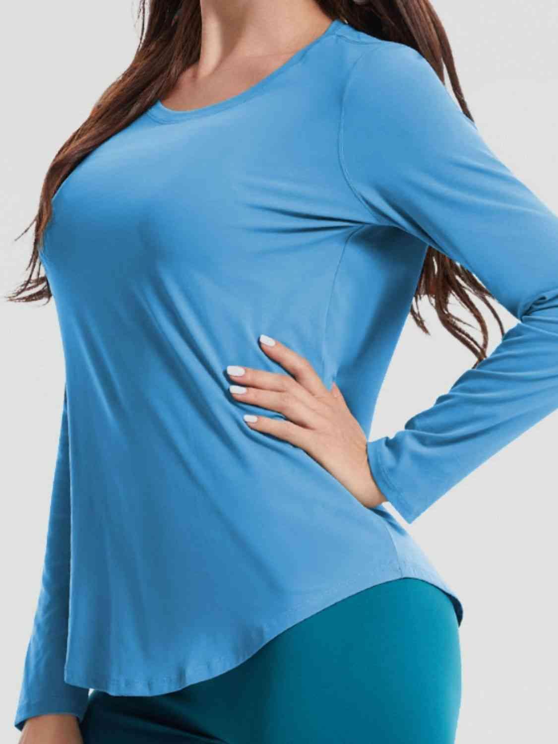 Round Neck Long Sleeve Sports Top - Immenzive