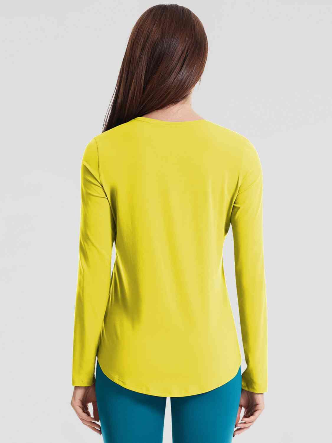 Round Neck Long Sleeve Sports Top - Immenzive