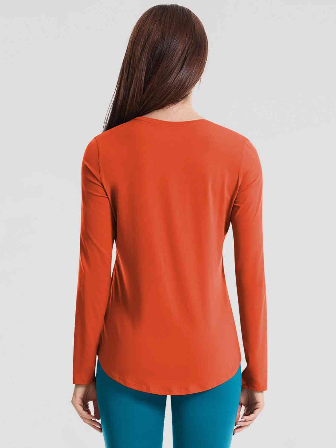 Round Neck Long Sleeve Sports Top - Immenzive