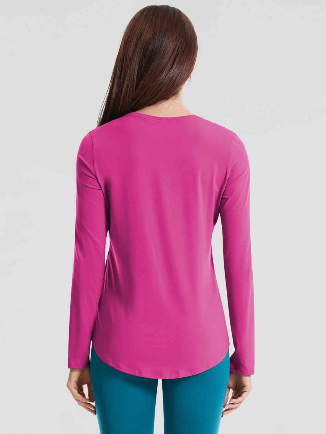 Round Neck Long Sleeve Sports Top - Immenzive