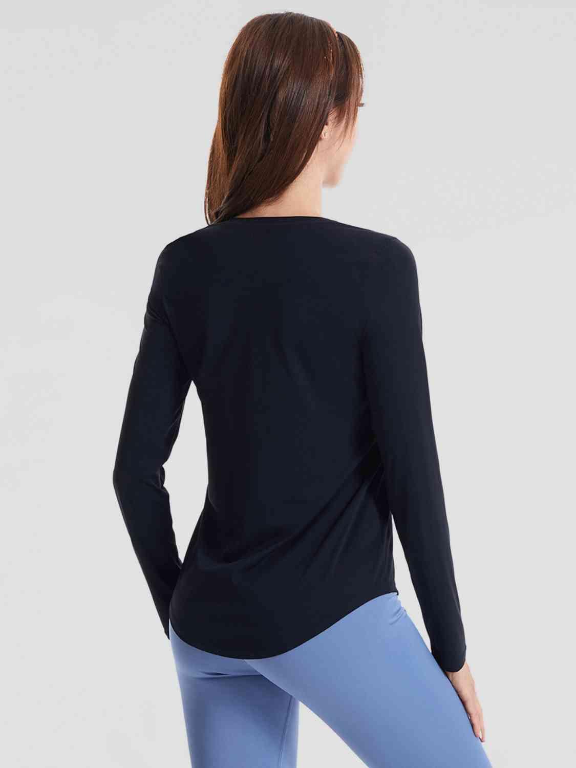 Round Neck Long Sleeve Sports Top - Immenzive