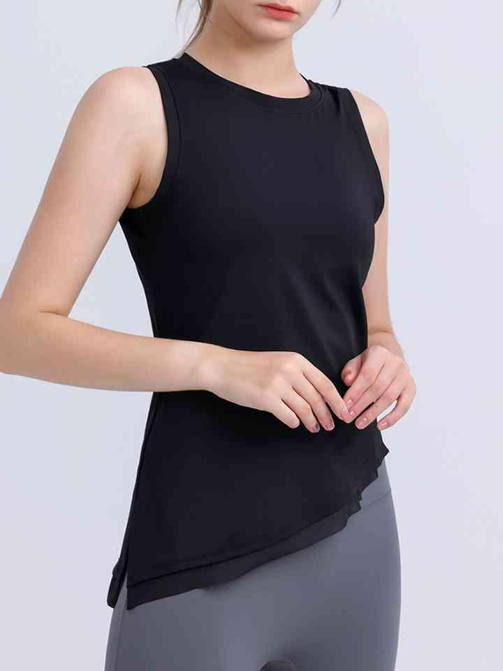 Round Neck Sleeveless Sports Tank Top - Immenzive