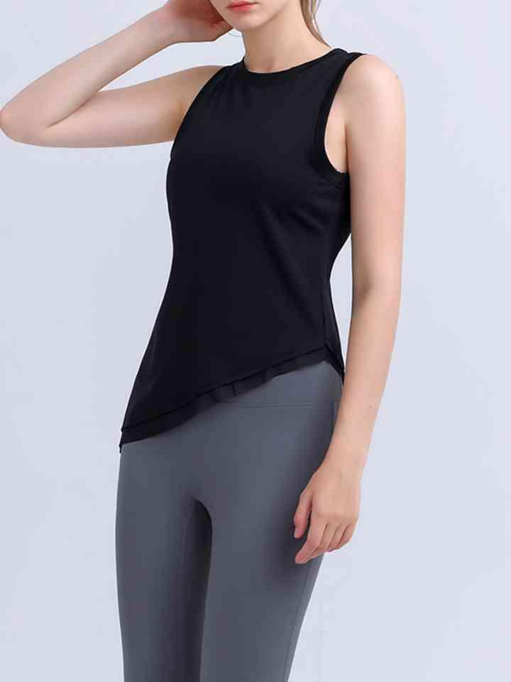 Round Neck Sleeveless Sports Tank Top - Immenzive