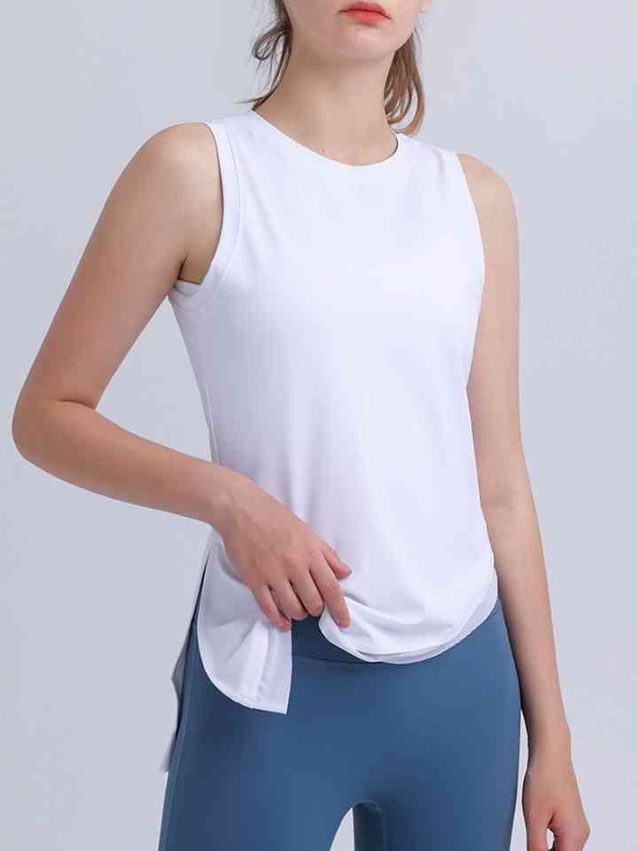 Round Neck Sleeveless Sports Tank Top - Immenzive