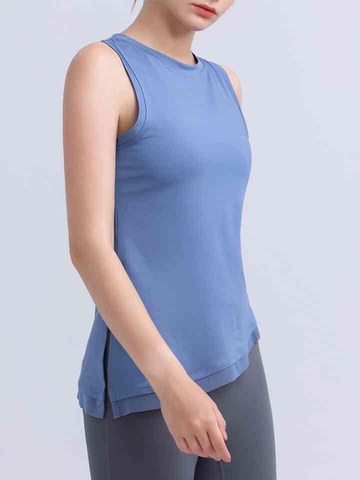 Round Neck Sleeveless Sports Tank Top - Immenzive