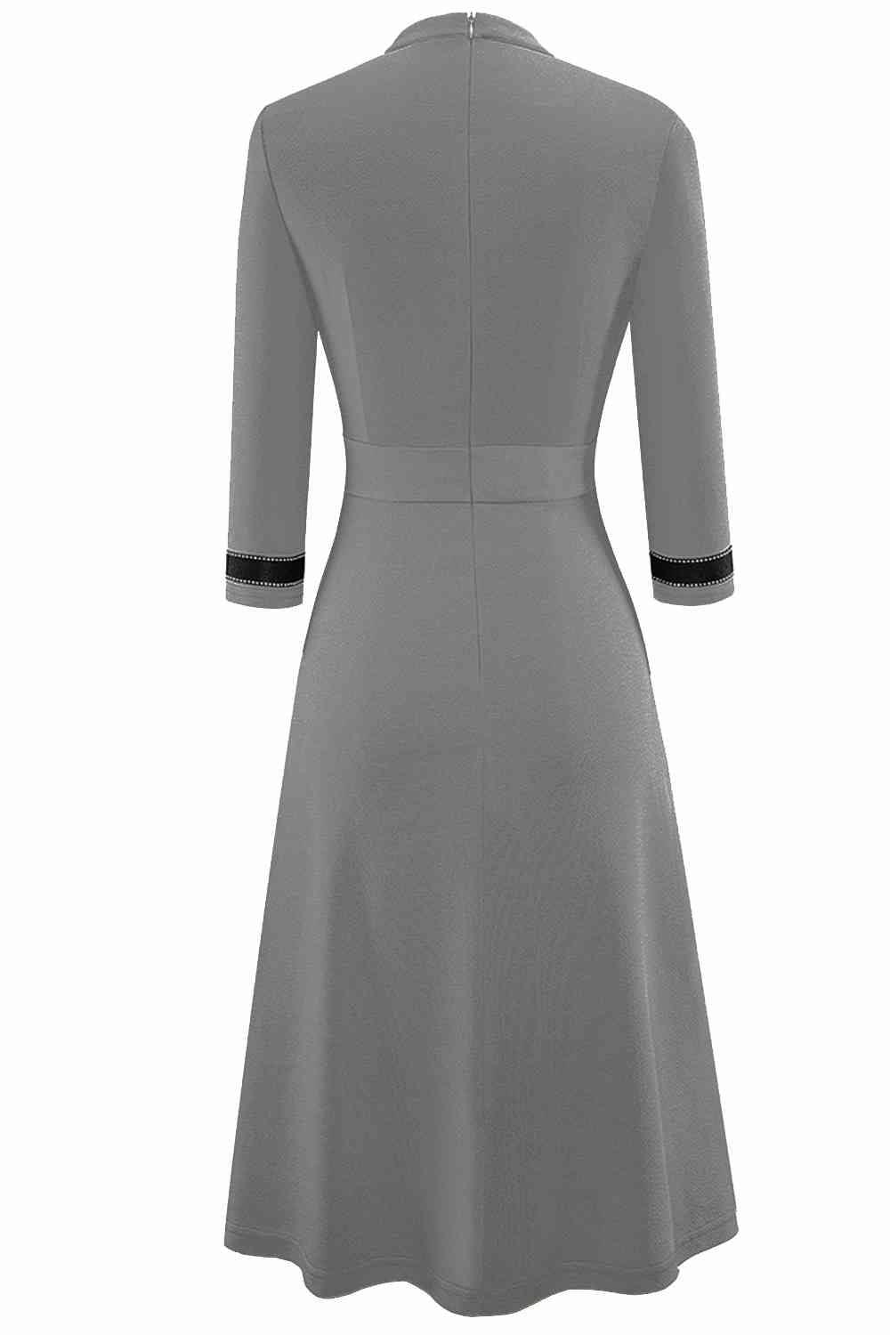 Round Neck Three-Quater Sleeve Dress - Immenzive