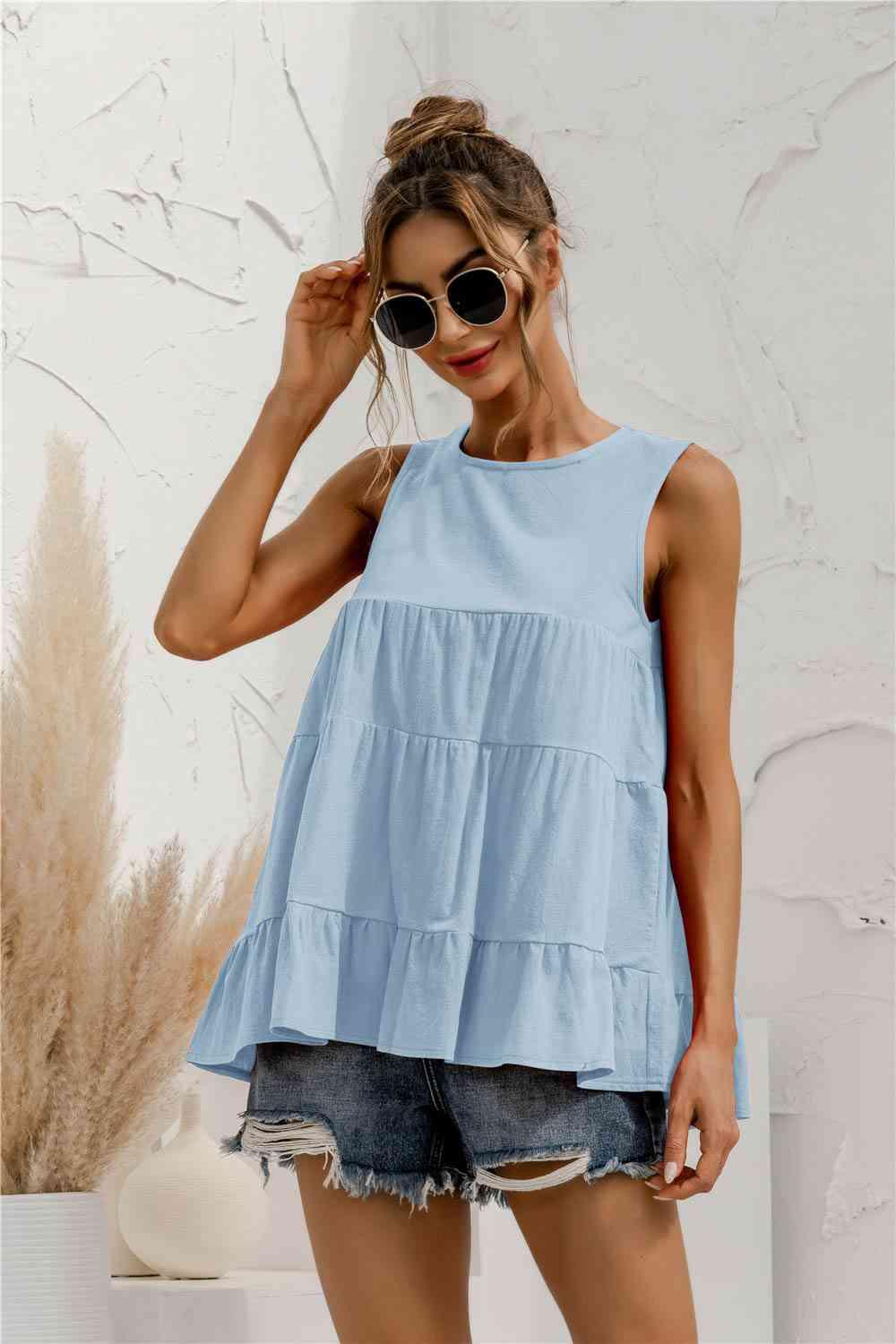 Round Neck Tiered Tank - Immenzive