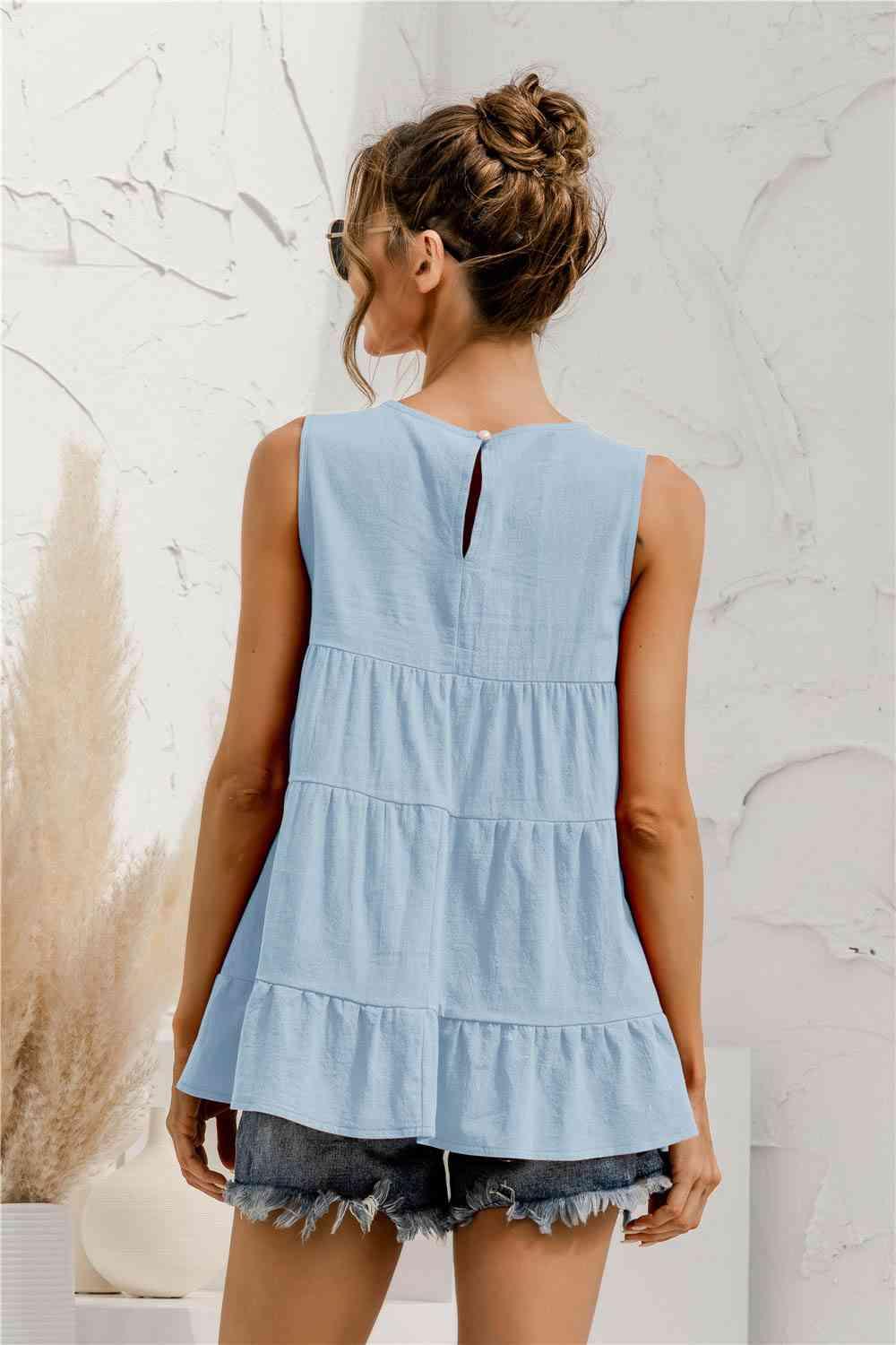 Round Neck Tiered Tank - Immenzive