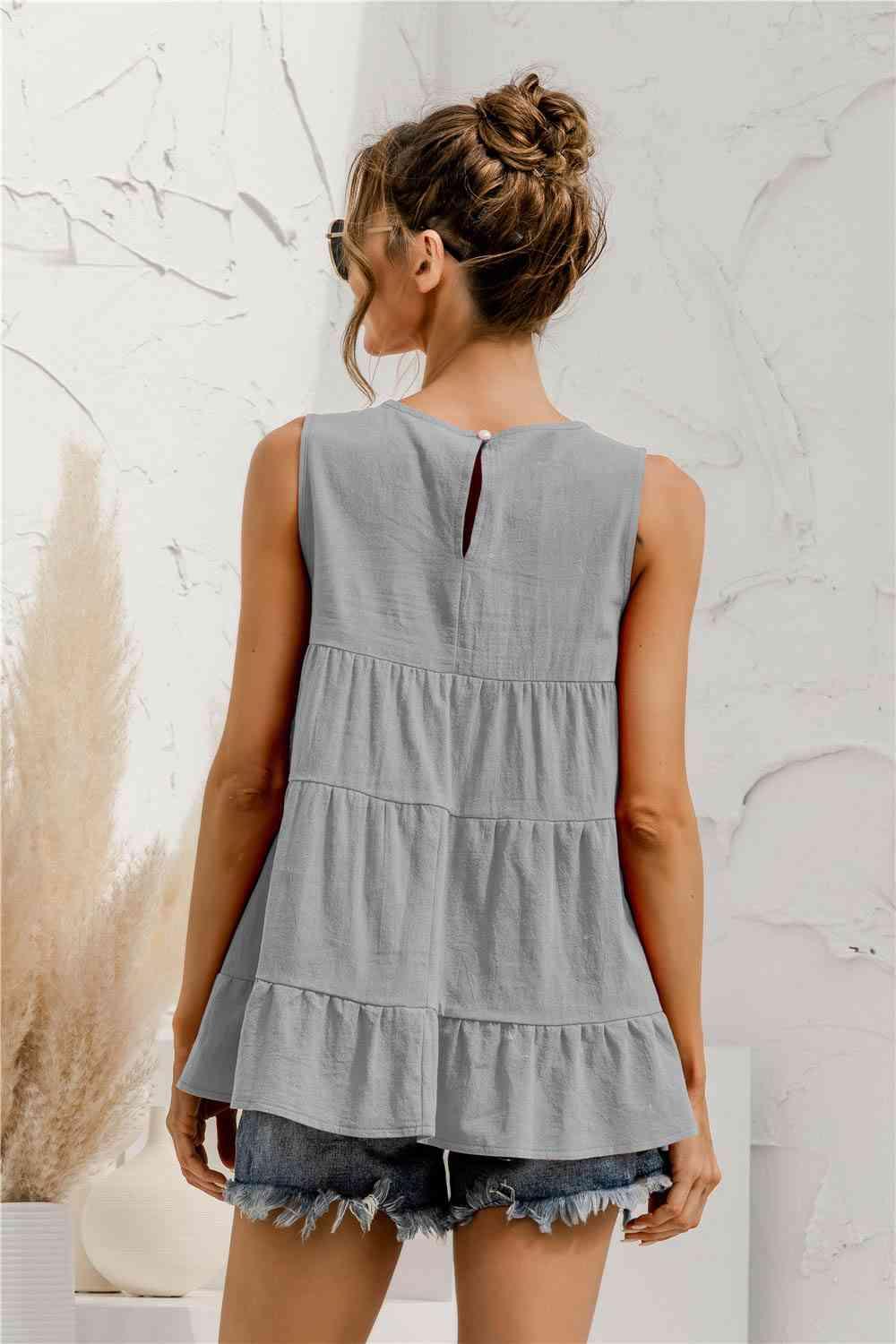 Round Neck Tiered Tank - Immenzive