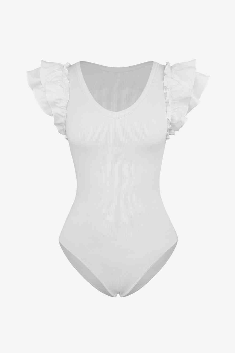 Ruffled Plunge Bodysuit - Immenzive