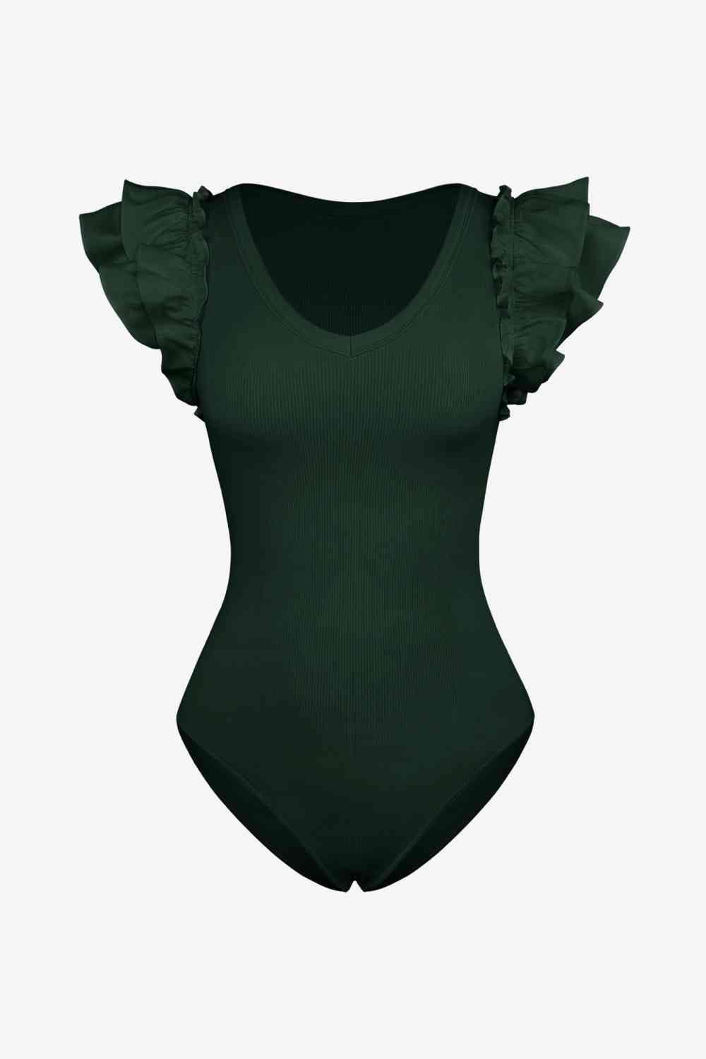 Ruffled Plunge Bodysuit - Immenzive