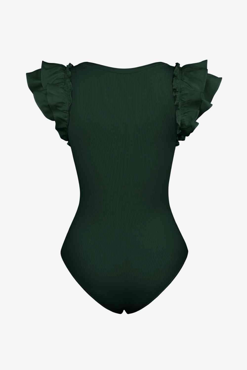 Ruffled Plunge Bodysuit - Immenzive