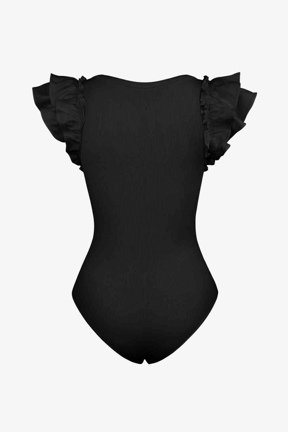 Ruffled Plunge Bodysuit - Immenzive