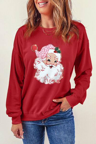 Santa Round Neck Dropped Shoulder Sweatshirt - Immenzive