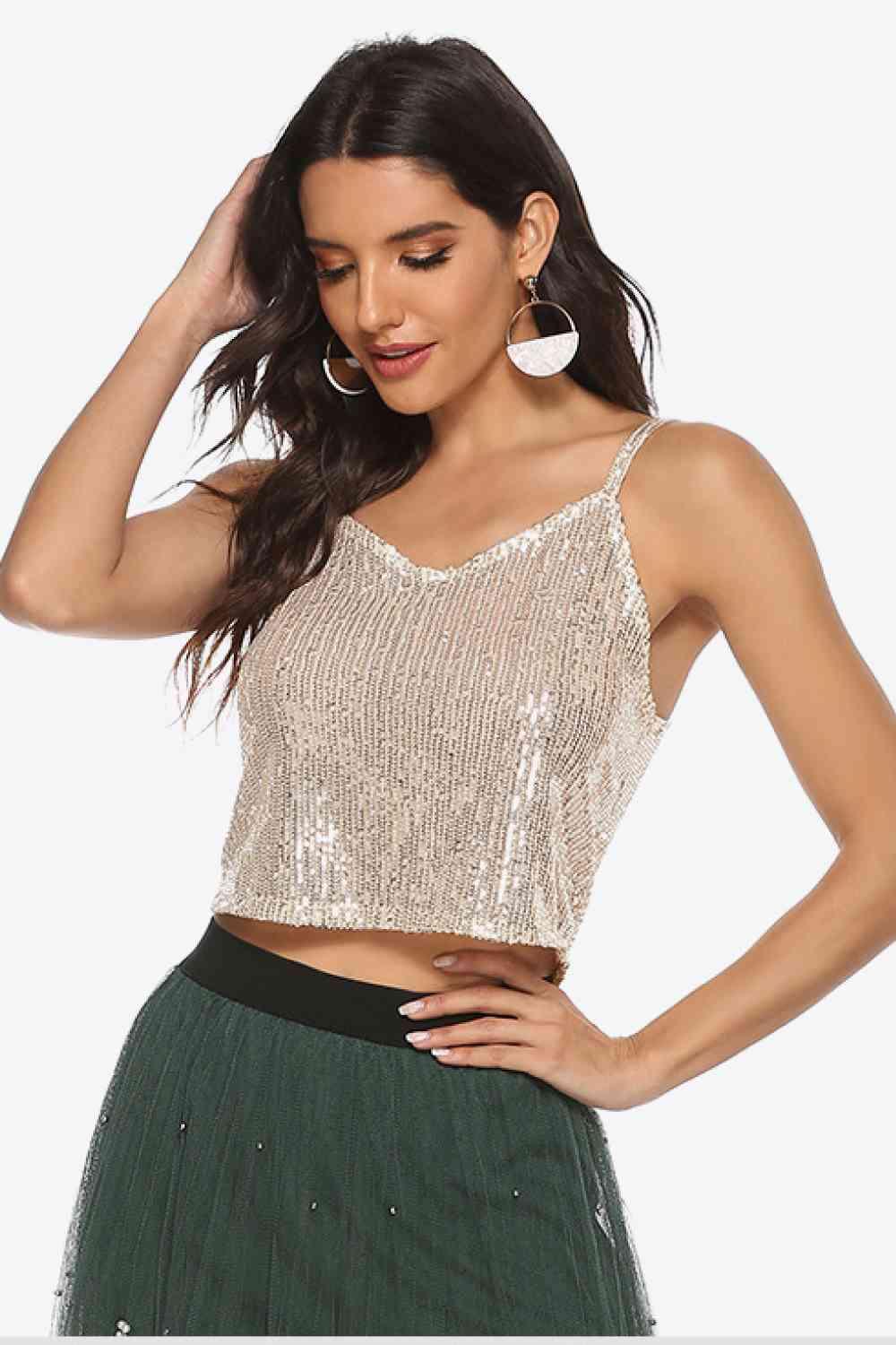 Sequin Cropped Cami - Immenzive