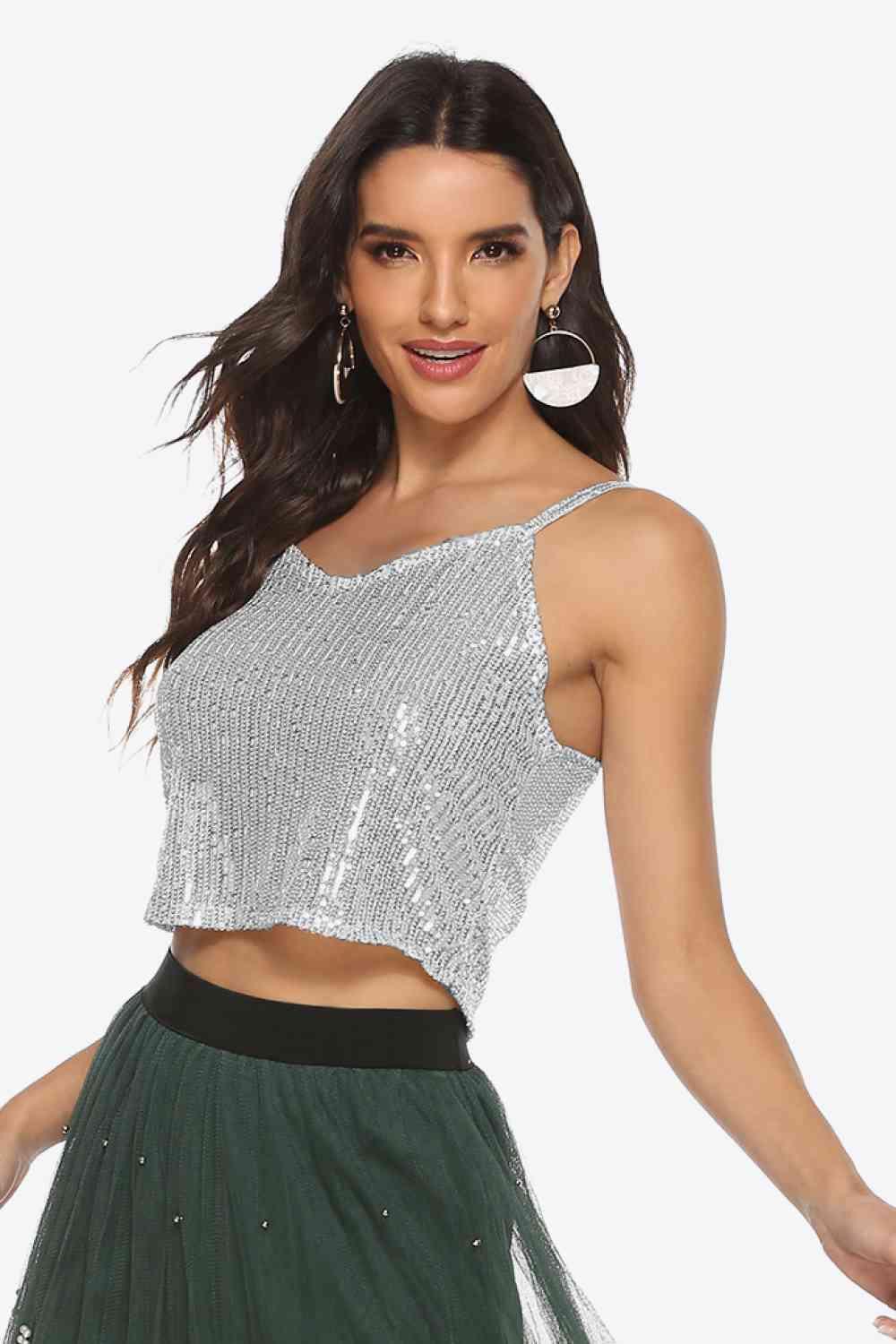 Sequin Cropped Cami - Immenzive