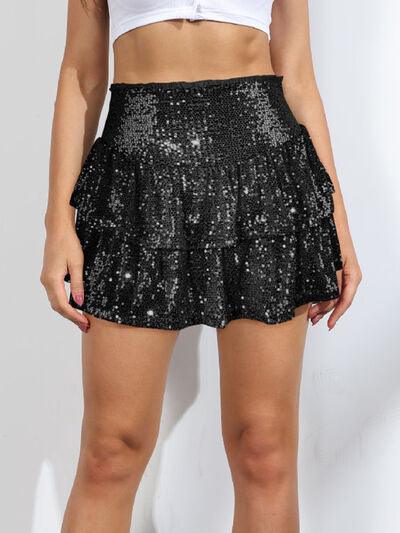 Sequin Layered Mini Skirt - Immenzive