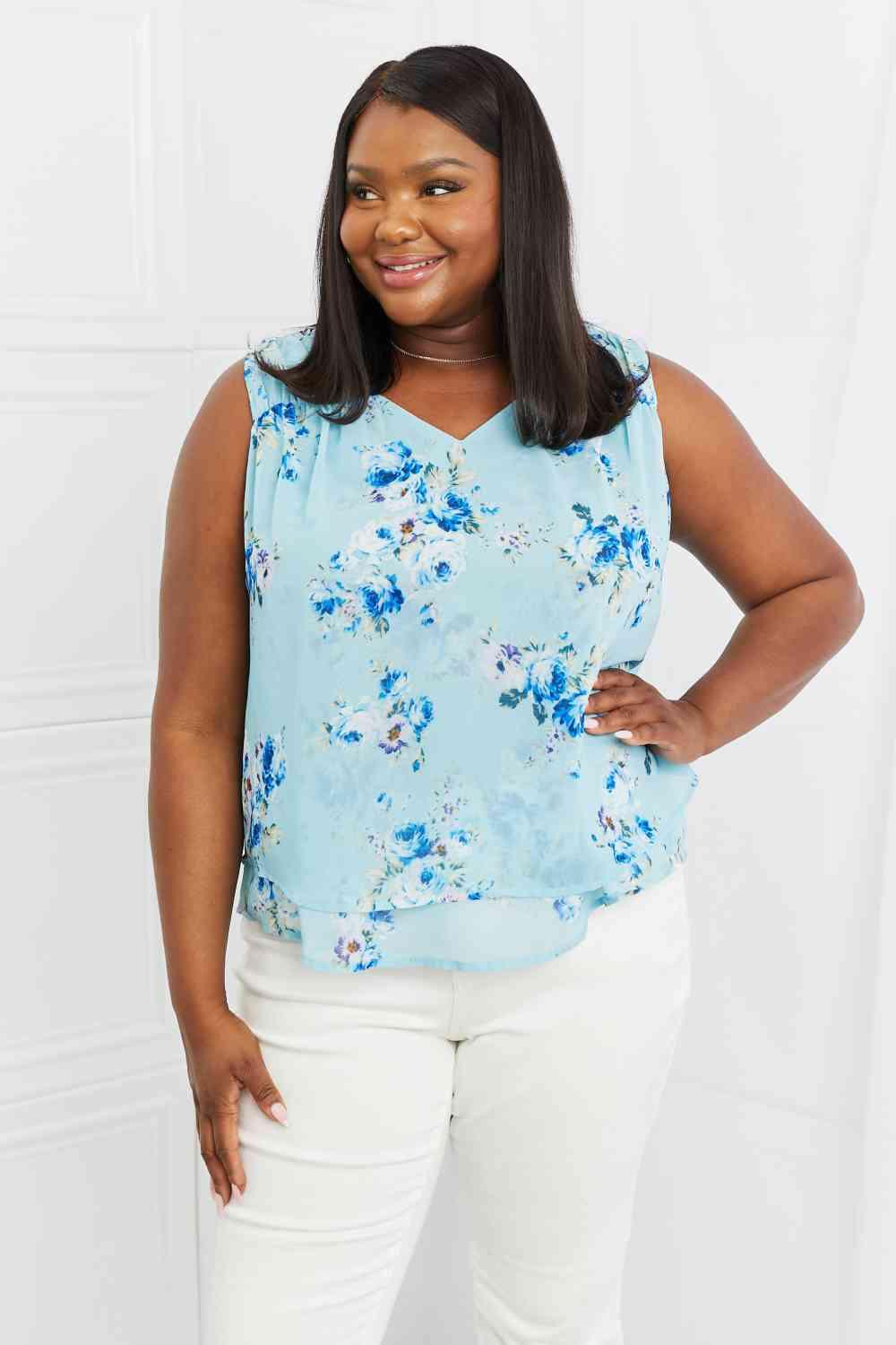 Sew In Love Off To Brunch Full Size Floral Tank Top - Immenzive