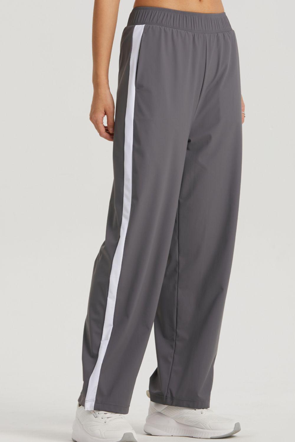 Side Stripe Elastic Waist Sports Pants - Immenzive